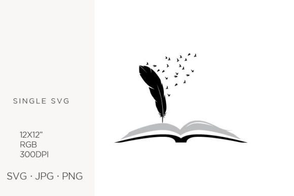 A Book, Feather and Birds: Graphics & Illustrations
