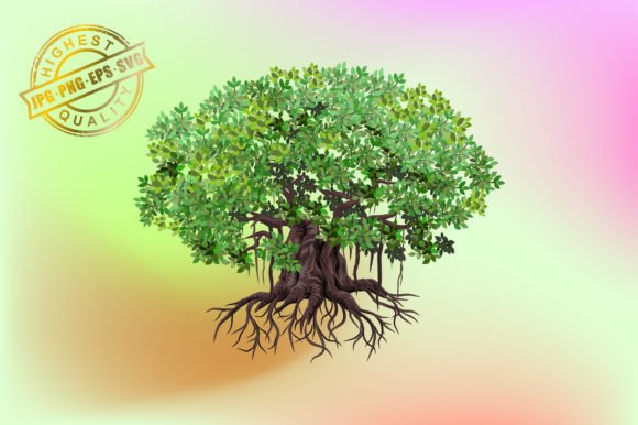 Banyan Tree and Roots Vector