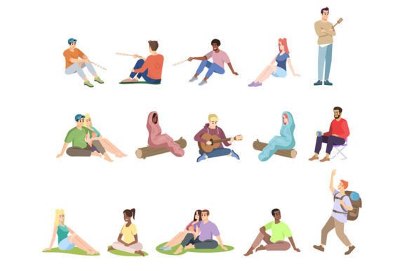 Camping Color Vector Illustration Set: Graphics & Illustrations