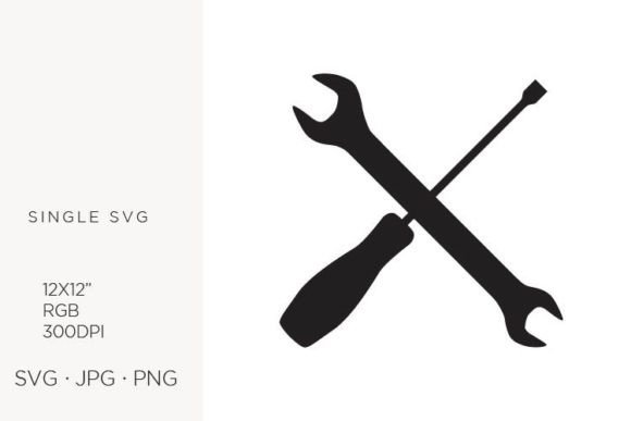 Crossed Tools, Wrench and Screwdriver