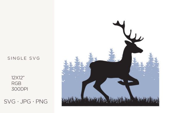 Dear with Pine Forest Graphics and Illustrations