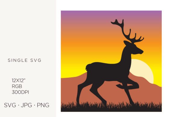 Deer with Mountain and Evening Sun