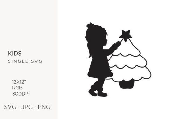 Girl in Winter Cloth and Christmas Tree Graphics