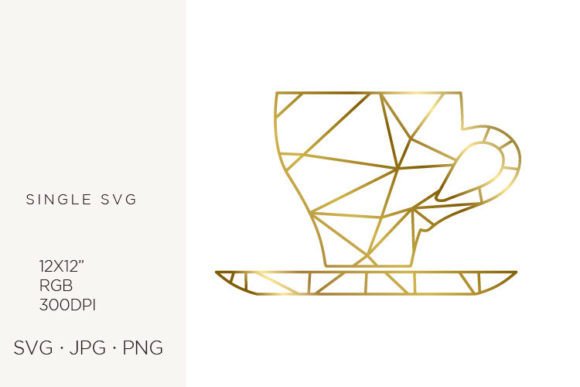 Gold Lines Inside Coffee Cup Graphics and Illustrations