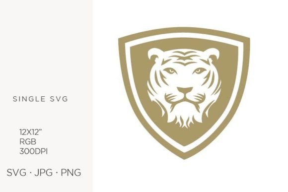 Gold Tiger Shield, Vector Logo