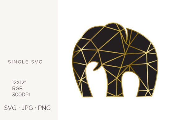 Golden Lines Created Abstract Elephant