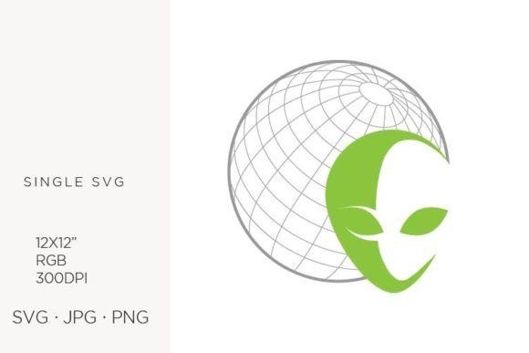 Green Alien Head and Globe Graphics