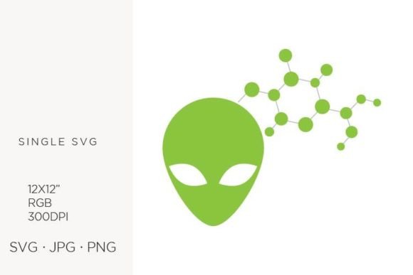 Green Molecules and Alien Head Graphics