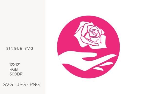 Hand and Rose, Pink Logo: Graphics for Local Branding
