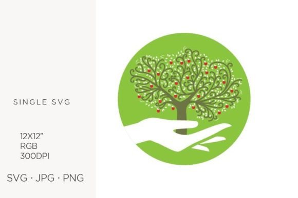 Hand Holding Apple Tree Graphics