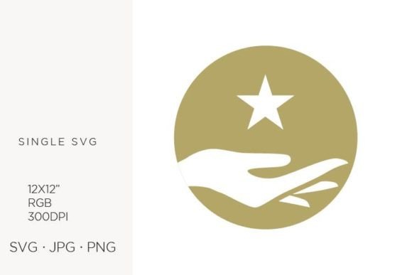 Hand Holding Star. Gold Logo Graphics