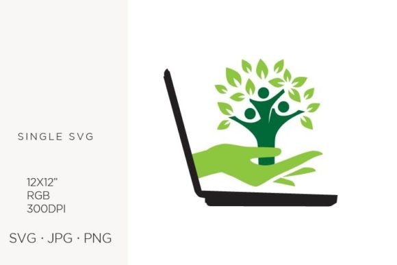 Hand with Kids and Tree Graphics and Illustrations
