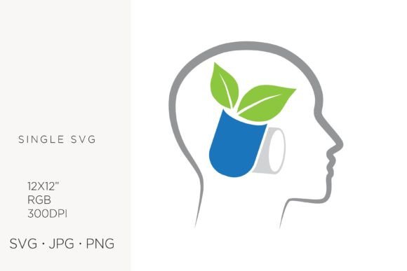 Human Head, Tube and Leaves, Vector