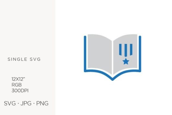 Open Book and Blue Star Medal Graphics
