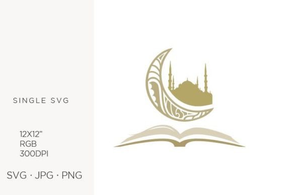 Open Book and Crescent Moon Graphics