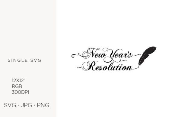 Quill Pen and Typography New Year's Res: Graphics and Illustrations