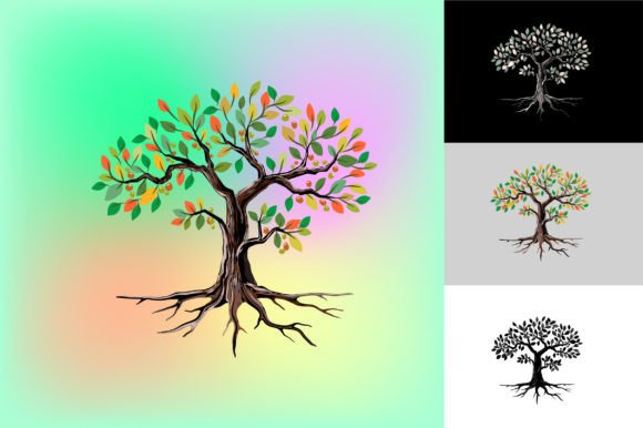 Rainbow Tree Leaves, Oak Tree Graphics
