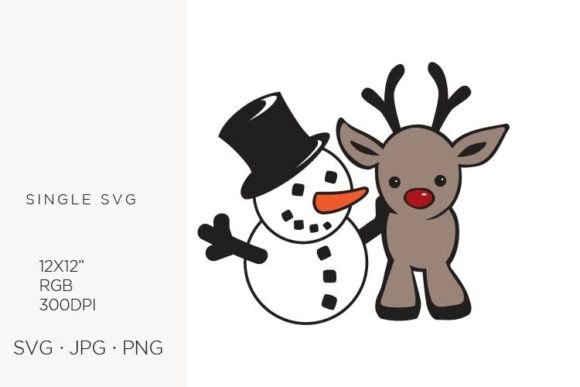 Snowman and Reindeer Embroidery Design