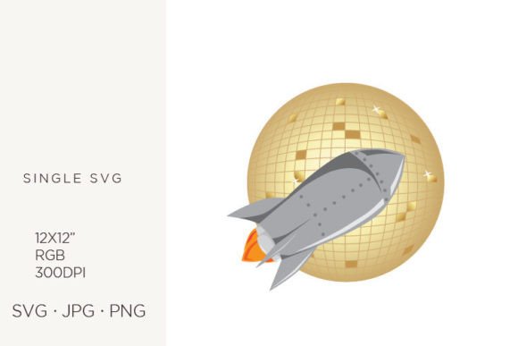 Space Rocket and Disco Ball Graphics