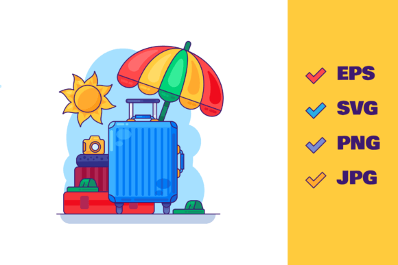 Summer Suitcase Illustration Graphics