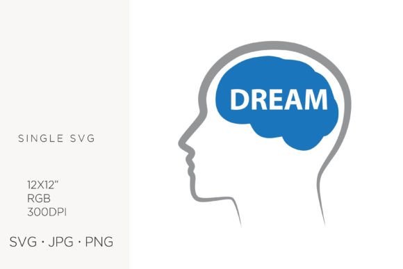Word Dream Inside Human Brain, Vector