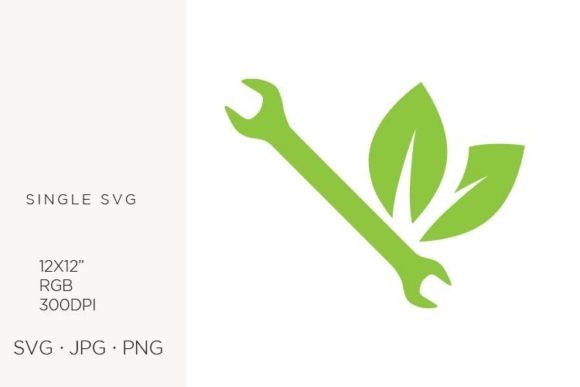Wrench Tool with Two Green Leaves